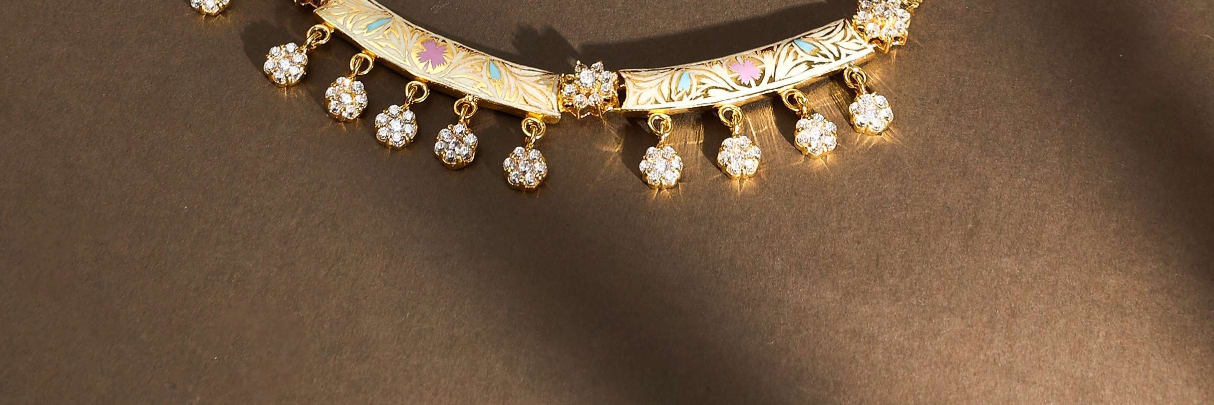 Enamel and CZ necklace