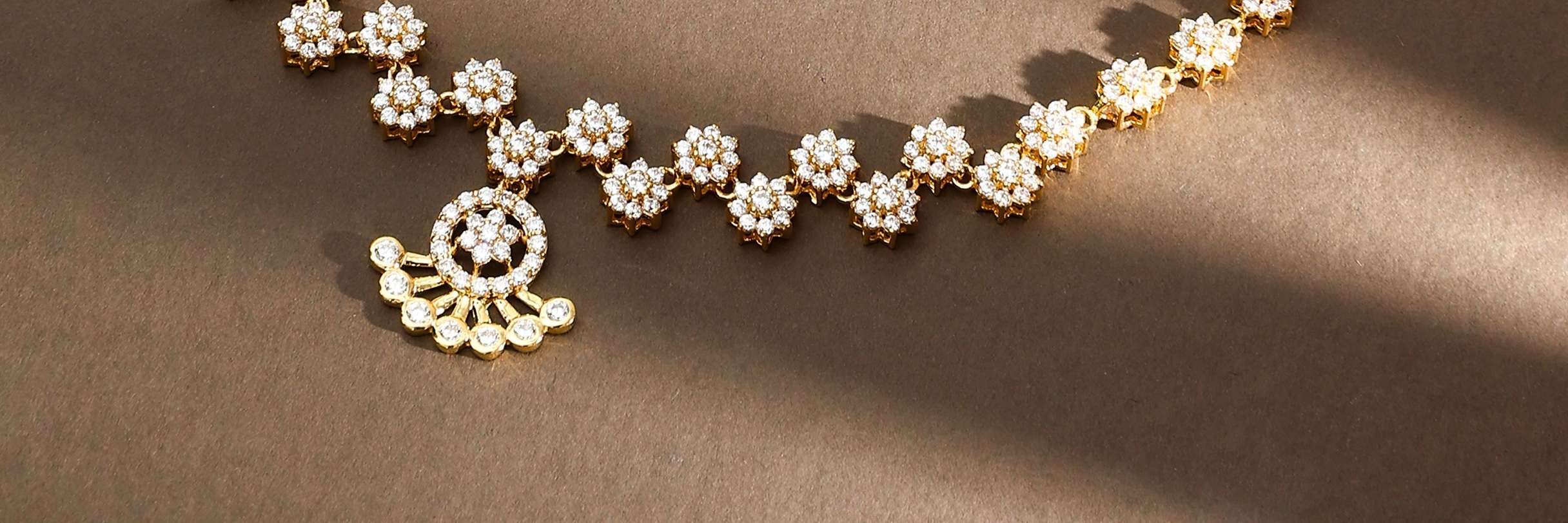 Handcrafted CZ floral necklace by Shree Nakoda Jewels